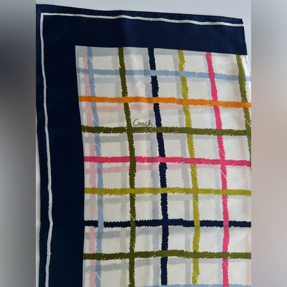 Coach Tattersall 100% Silk Multicolor Scarf - Picture 5 of 8